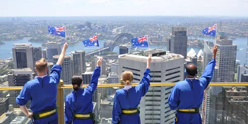 Australian Flags held up on SKYWALK