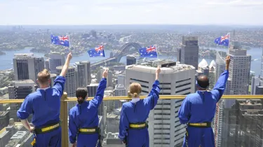 Australian Flags held up on SKYWALK