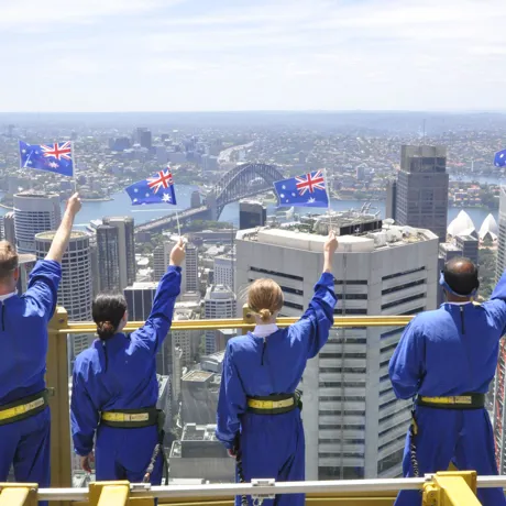 Australian Flags held up on SKYWALK