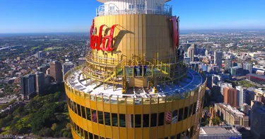 Drone shot of people on SKYWALK 