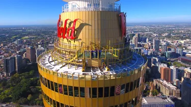 Drone shot of people on SKYWALK