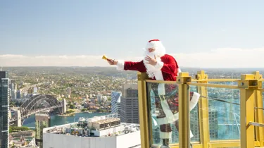 Santa High Above Sydney On SKYWALK At The Sydney Tower Eye