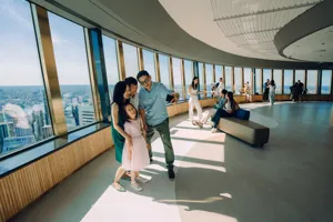 family and other guests on the observation deck