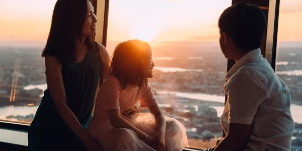 Guests watching the sunset from the Observation Deck