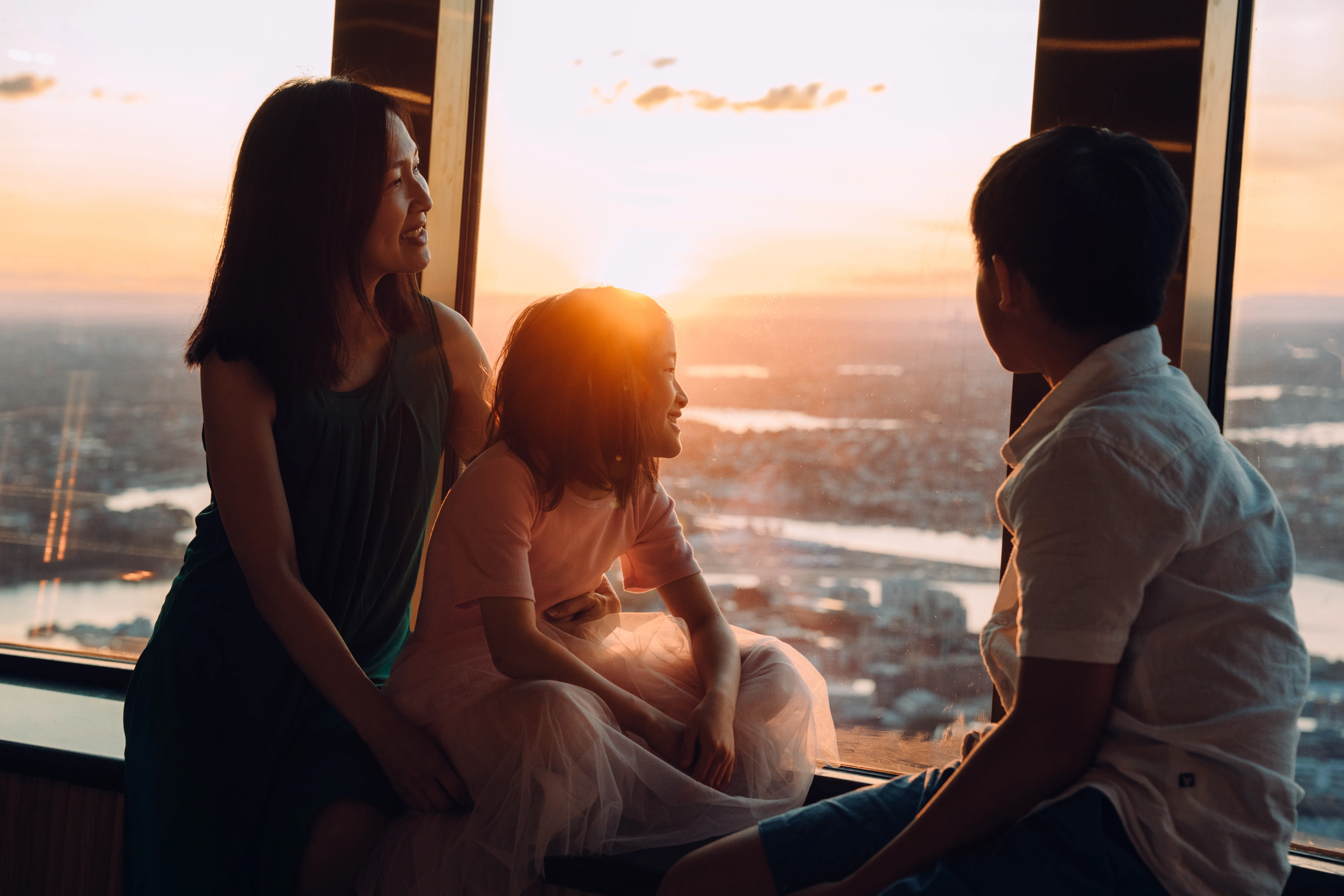 Guests watching the sunset from the Observation Deck