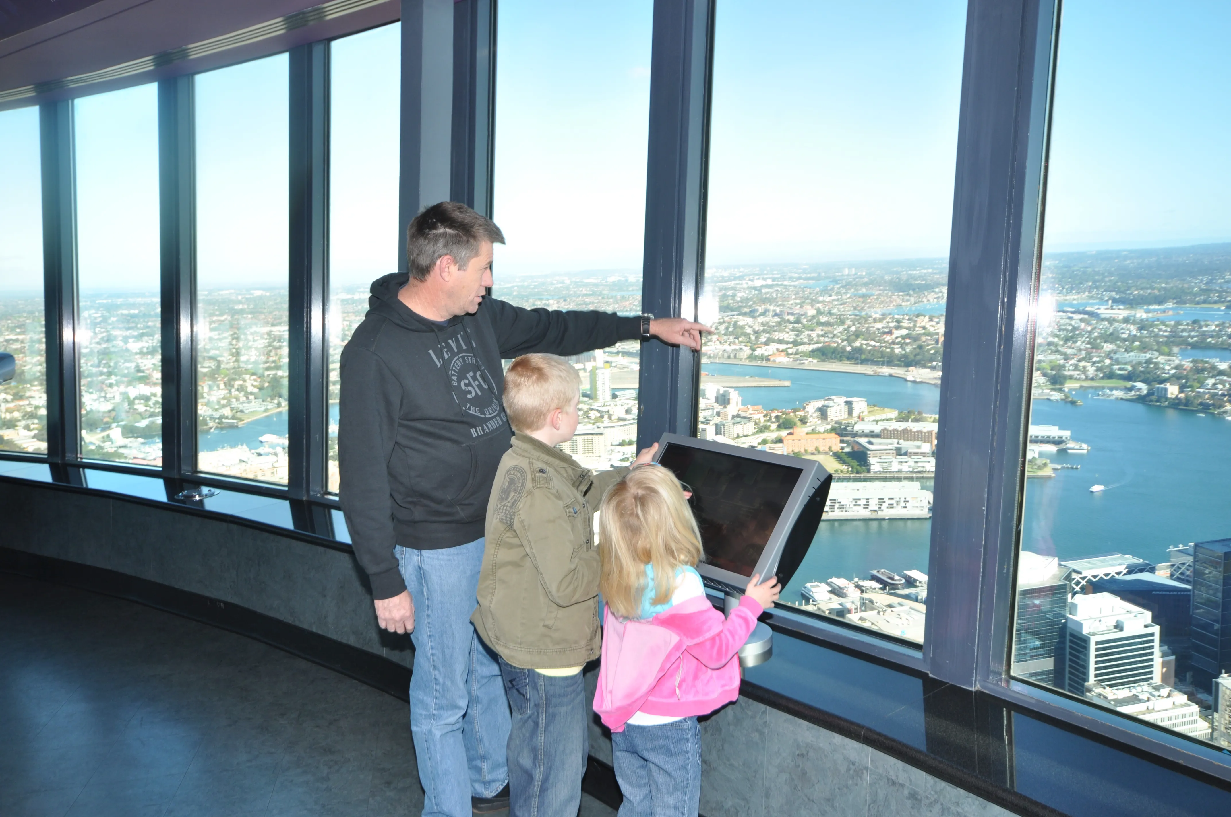 Dad With Kids On Obs Deck