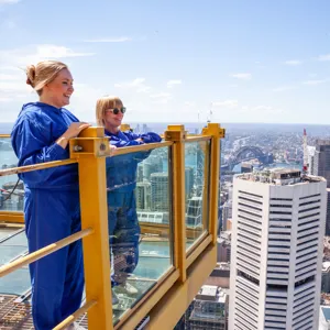 Guests enjoying the view from SKYWALK glass platform